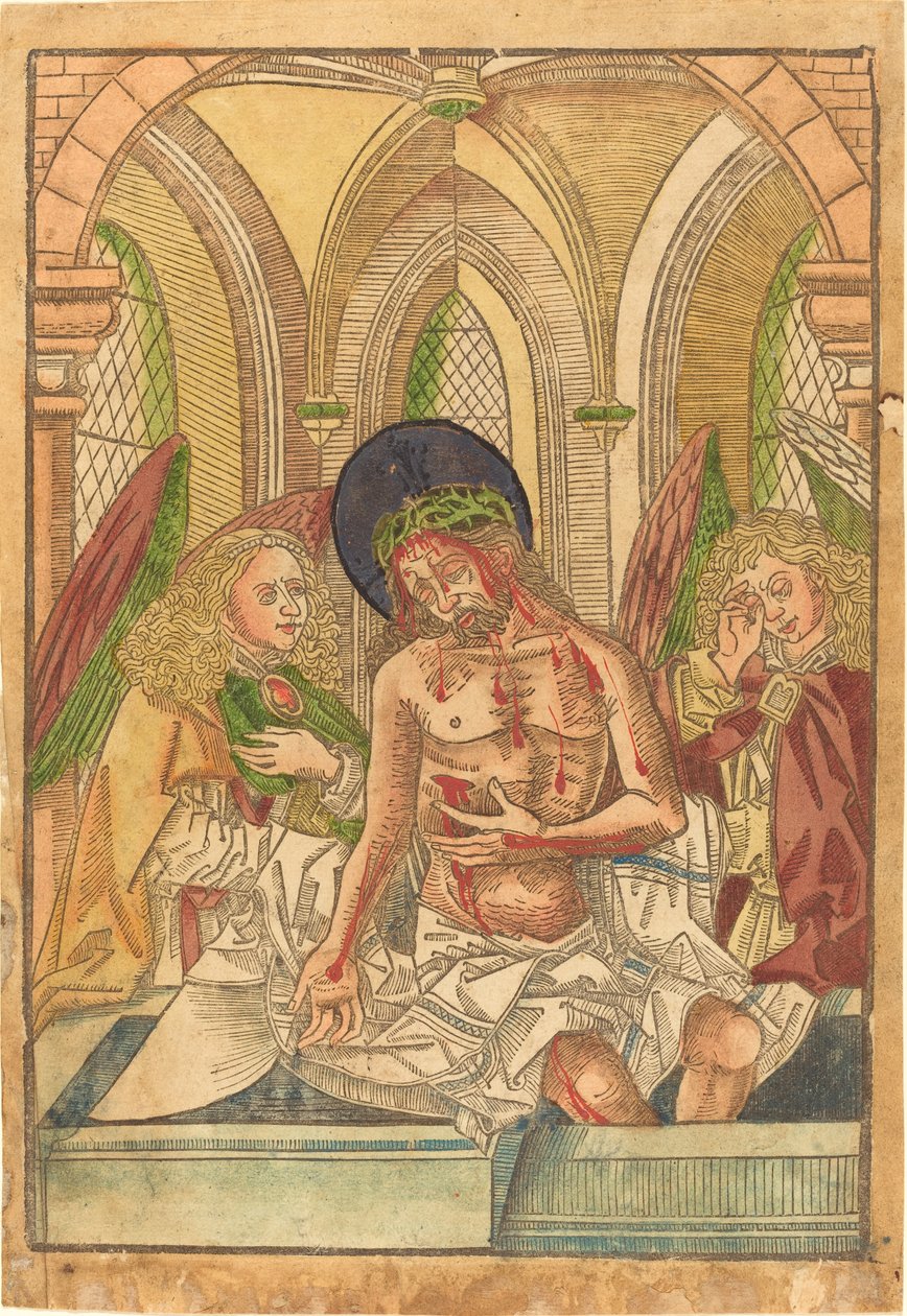 Cristo nel sepolcro con due angeli da German 15th Century