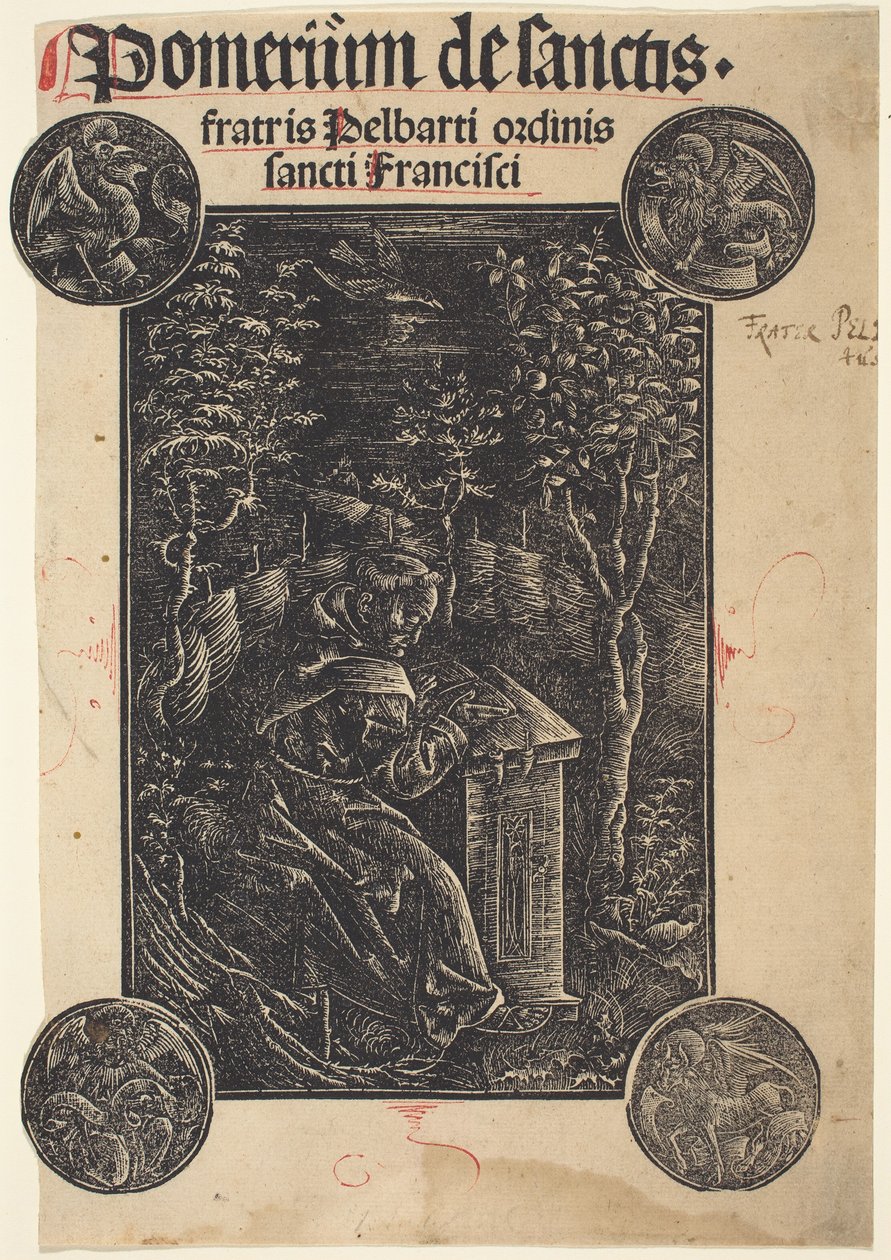 Francescano, Pelbartus di Temesvar, in un giardino da German 15th Century