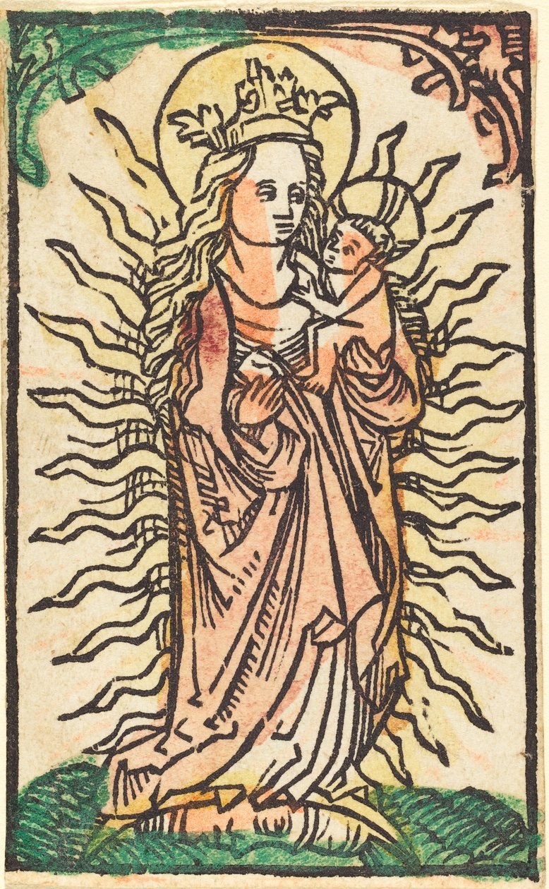 Madonna e bambino in gloria su una luna crescente da German 15th Century
