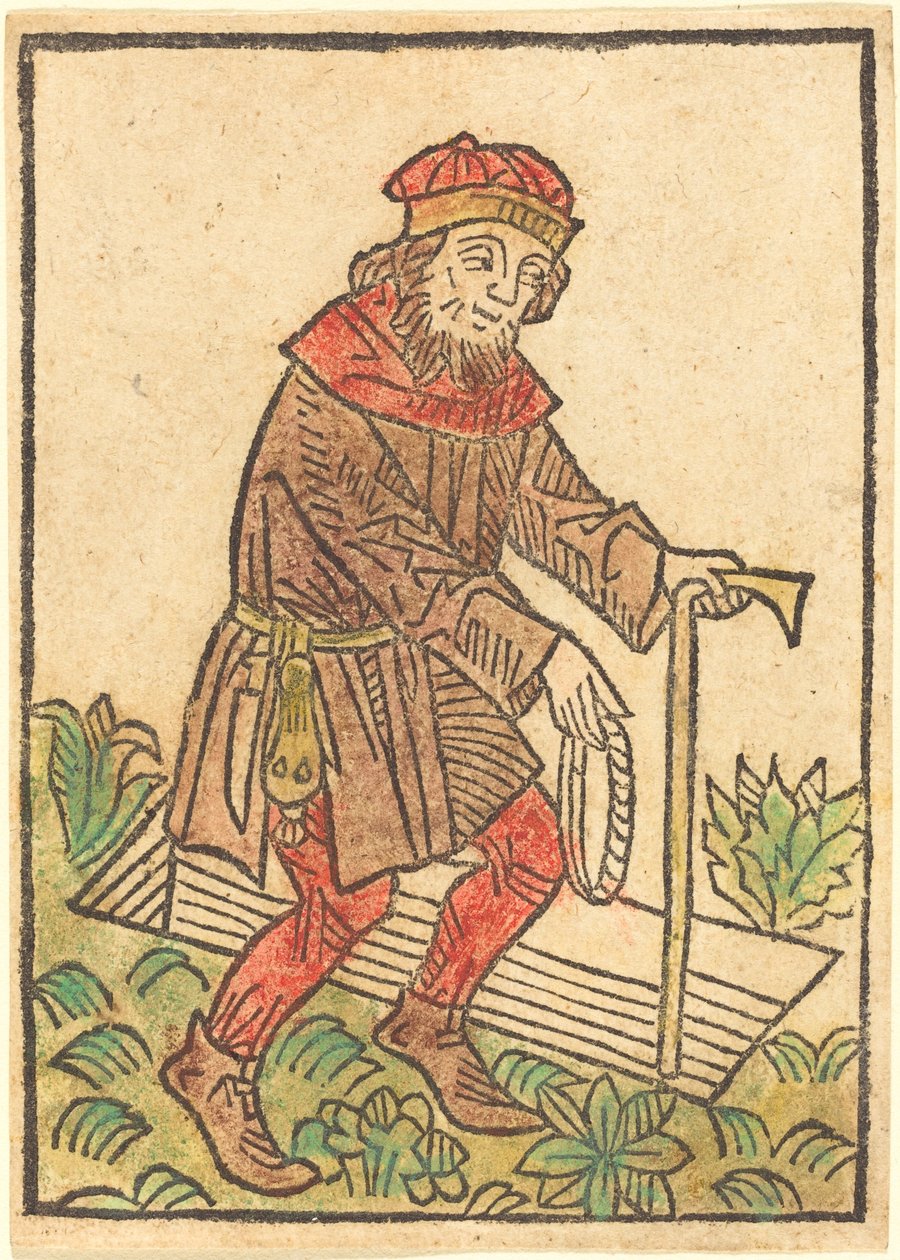 Uomo che cammina verso una tomba da German 15th Century