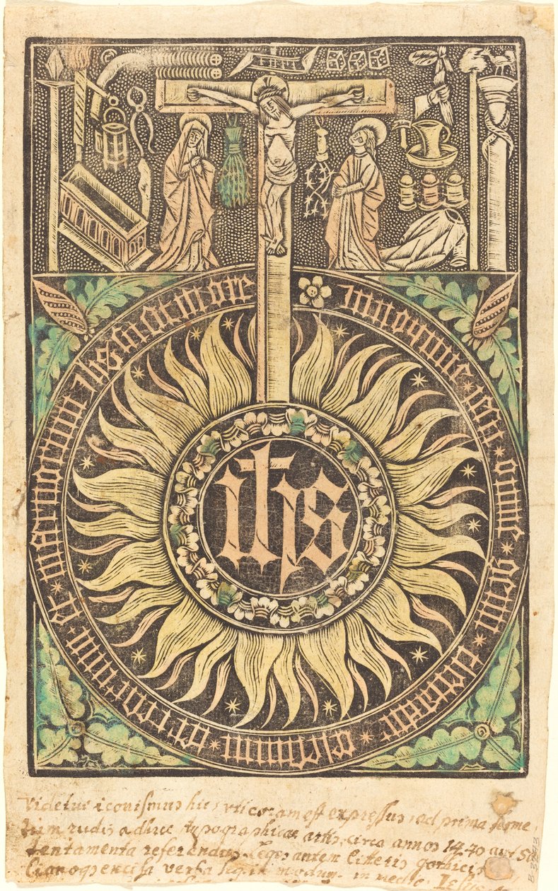 Il Monogramma Sacro con la Crocifissione e i Simboli della Passione [recto] da German 15th Century