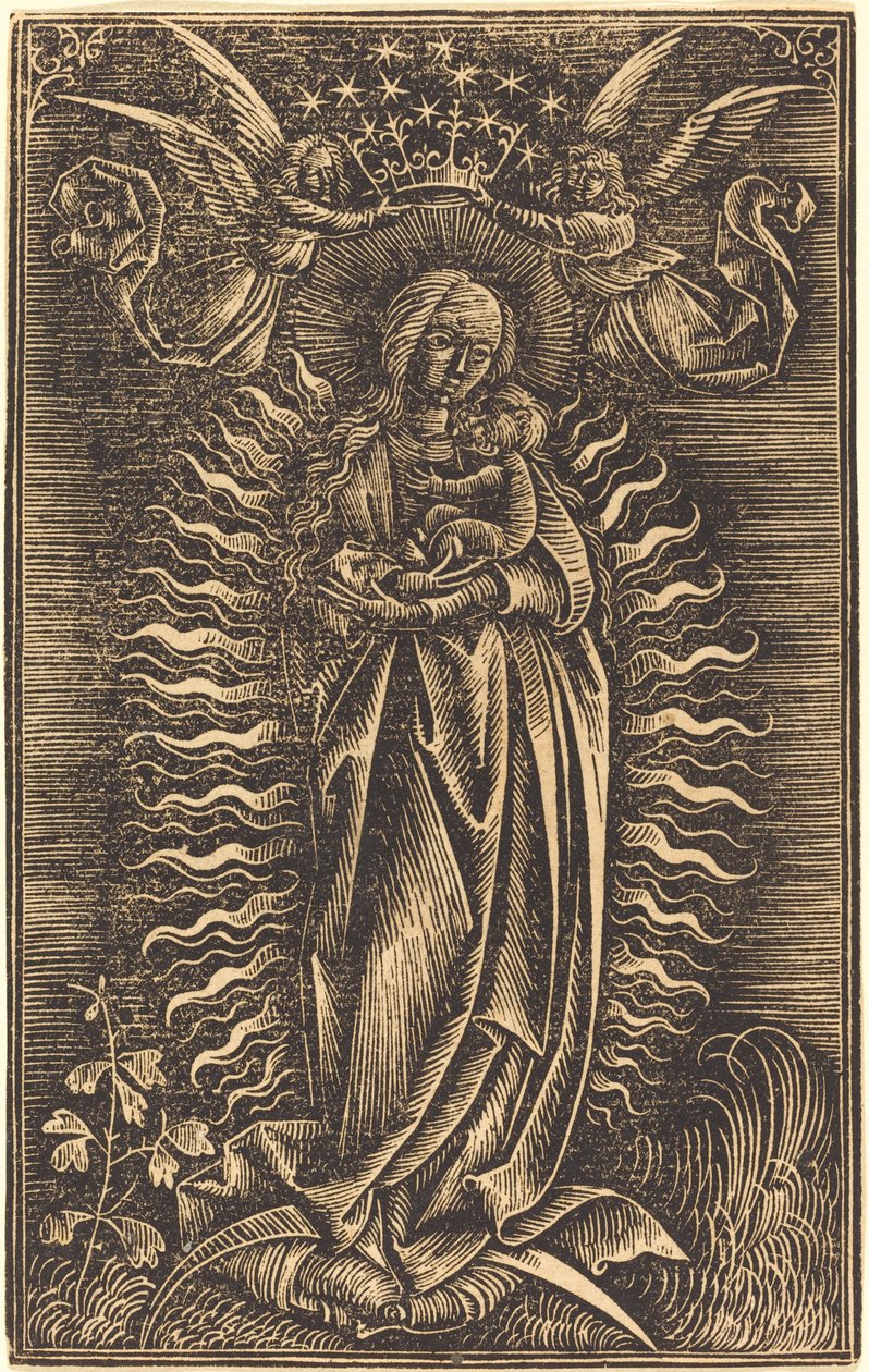 La Vergine incoronata da due angeli da German 15th Century