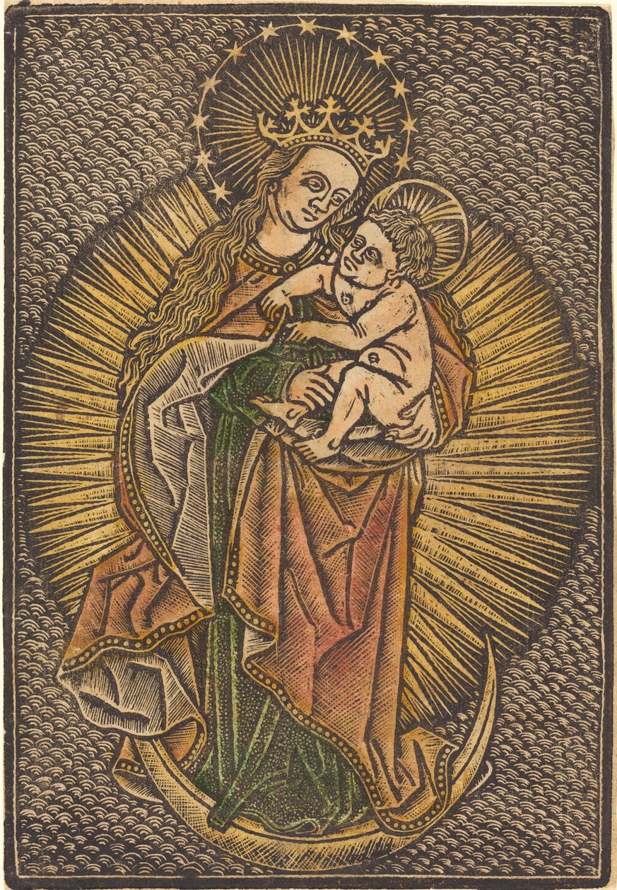 Madonna col Bambino in Gloria da German 15th Century or Master of the Meshed Background
