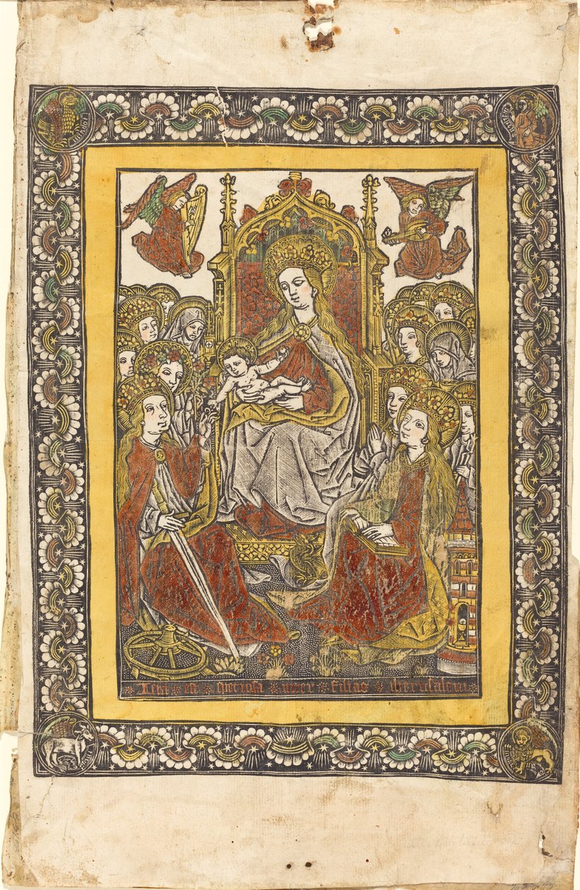 Madonna in Trono con Diciotto Donne Sante da German 15th Century or Master with the Mountain Like Clouds