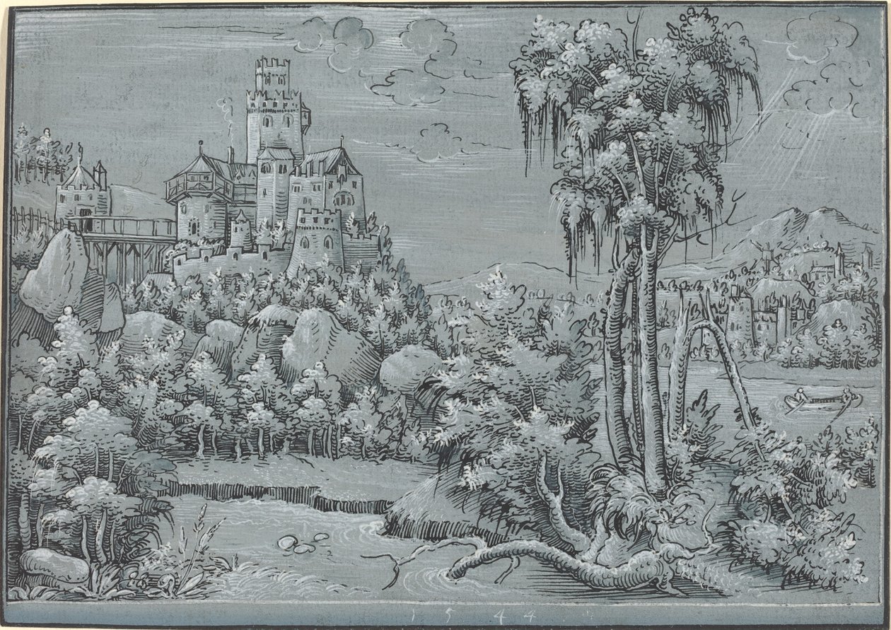 Paesaggio con un castello da German 16th Century