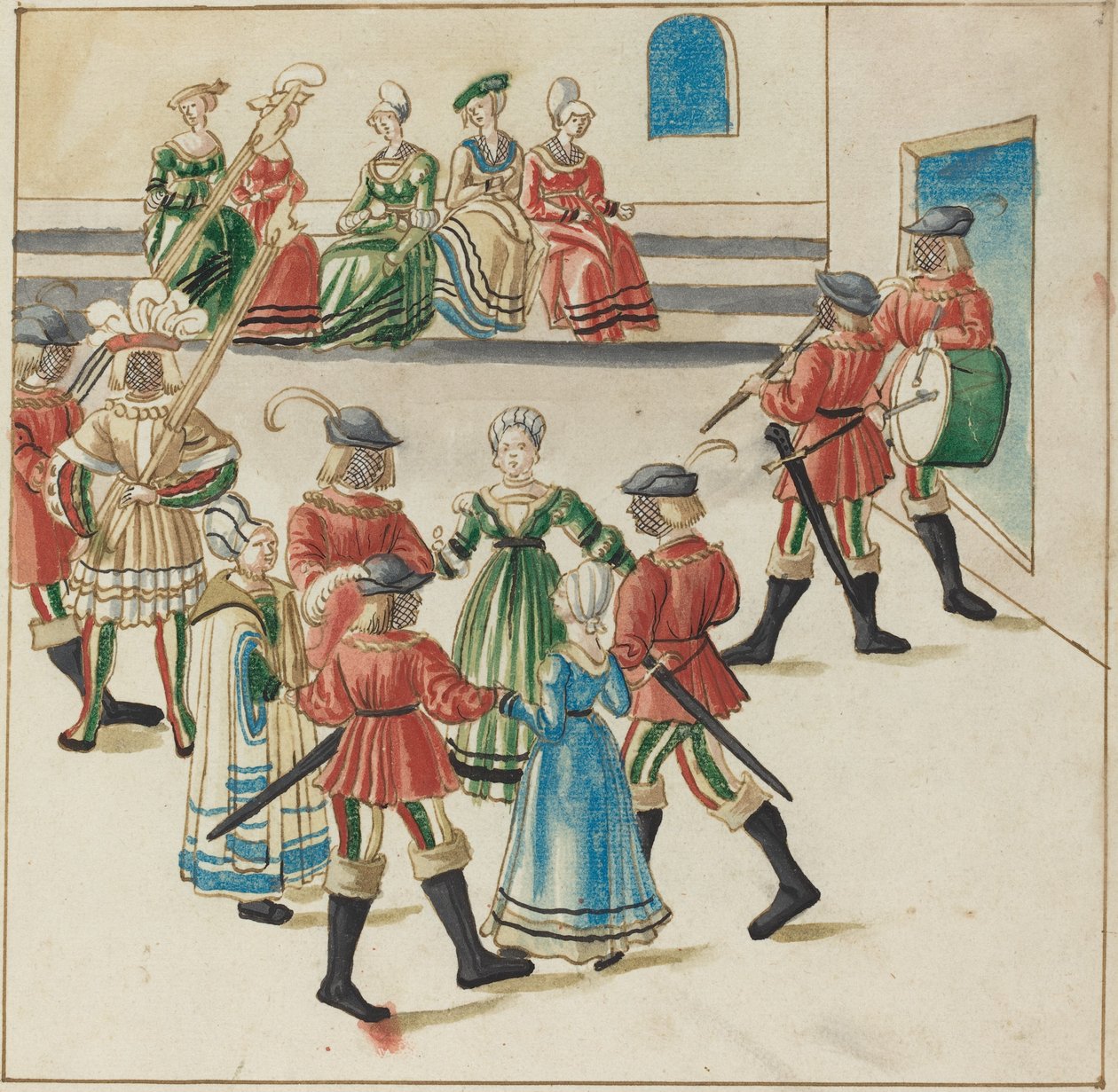 Tre coppie in una danza circolare da German 16th Century