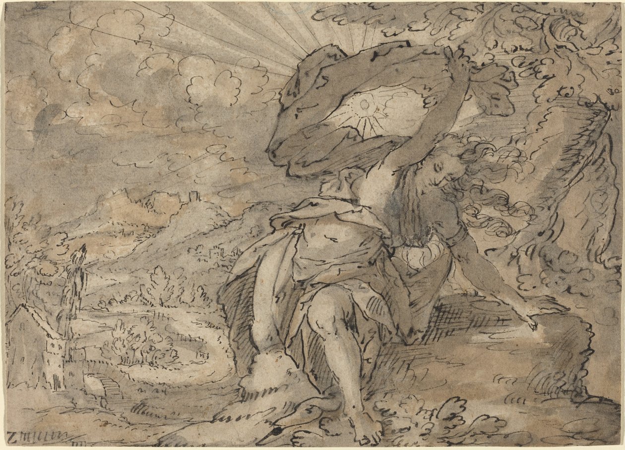 Figura femminile allegorica in un paesaggio [recto] da German 17th Century