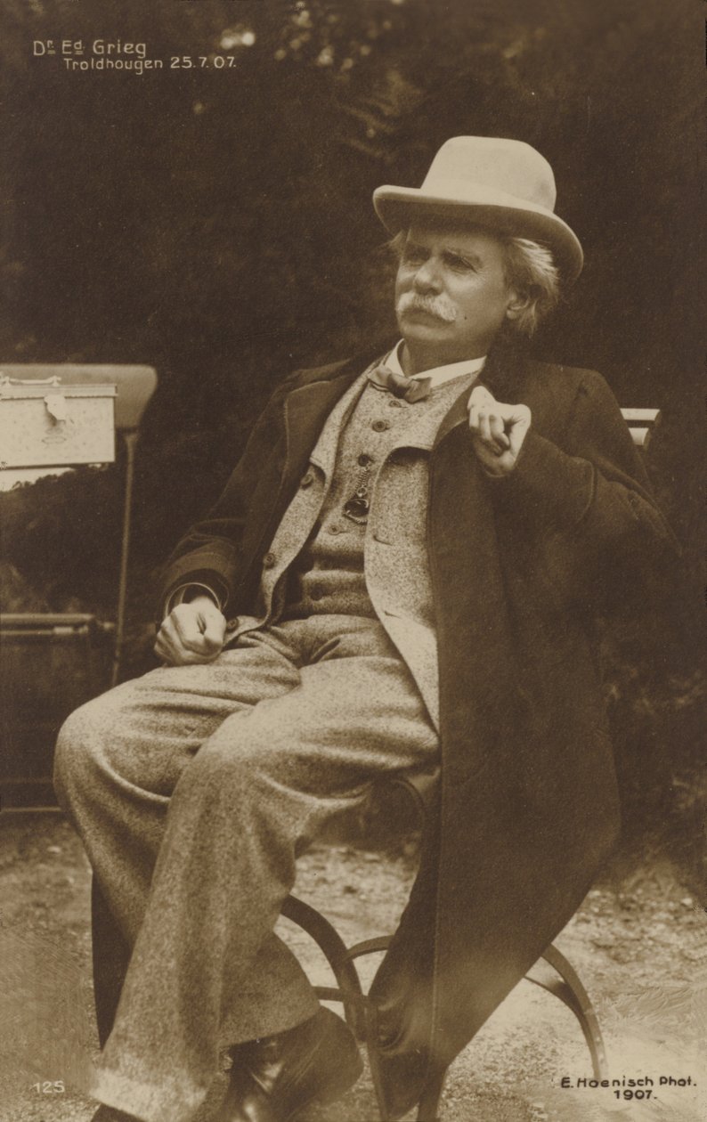 Edvard Grieg a Troldhaugen il 25 luglio 1907 (foto b/n) da German Photographer