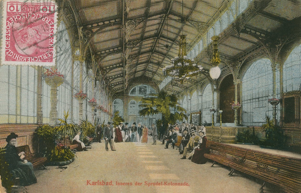 Karlsbad - interno del Colonnato. Cartolina inviata nel 1913. da German Photographer