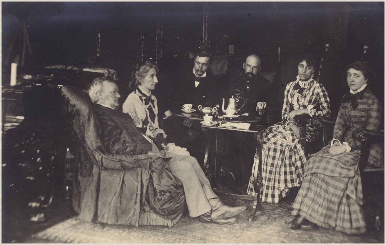 Ritratto di Richard Wagner con amici e familiari (foto b/n) da German Photographer
