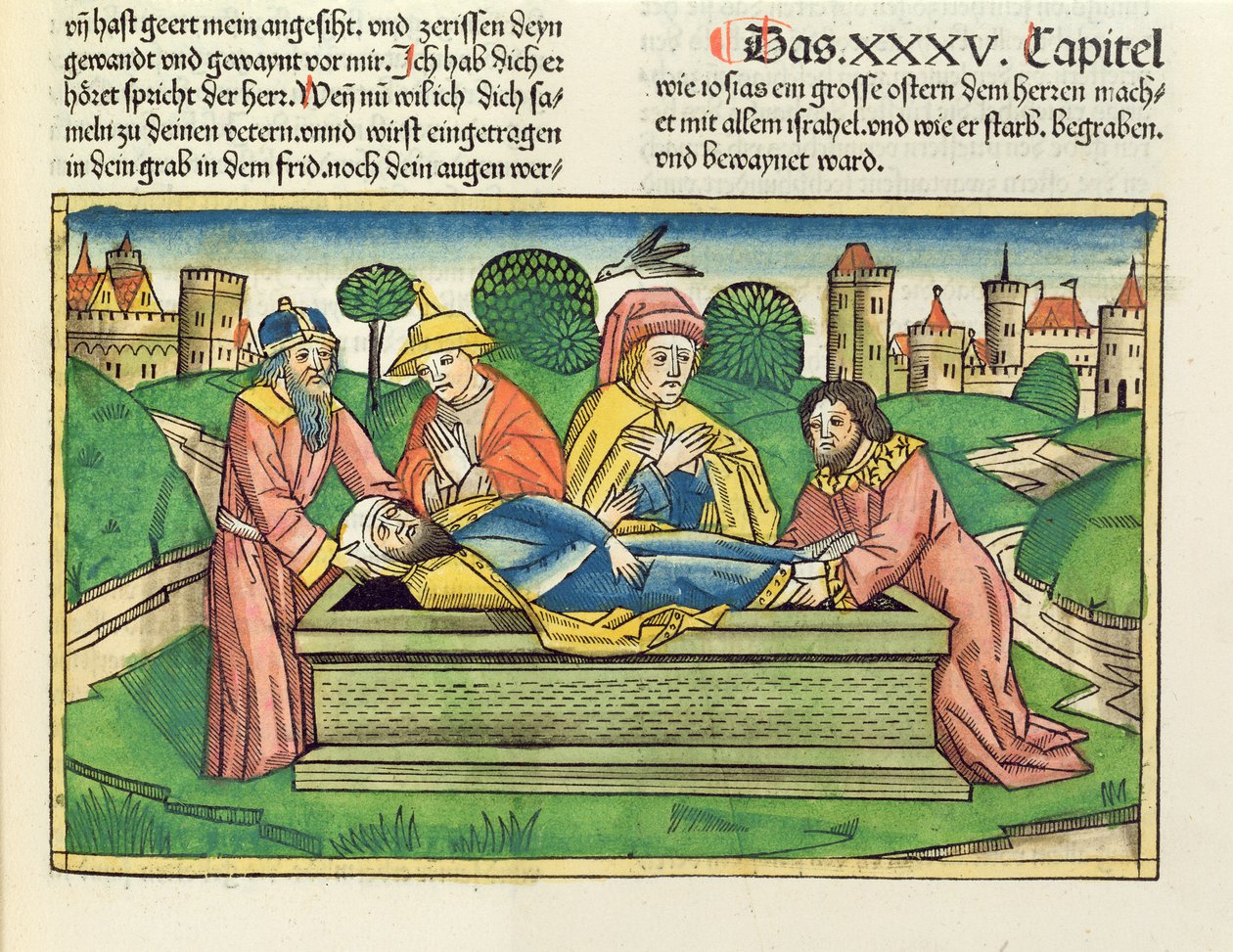 Sepoltura di Giosia, dalla Bibbia di Norimberga (Biblia Sacra Germanaica) da German School