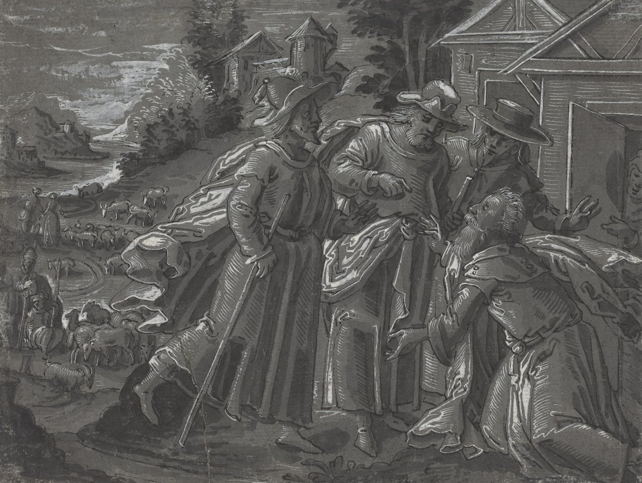 Abramo intrattiene gli angeli [verso], 1600 circa (penna e inchiostro) da German School