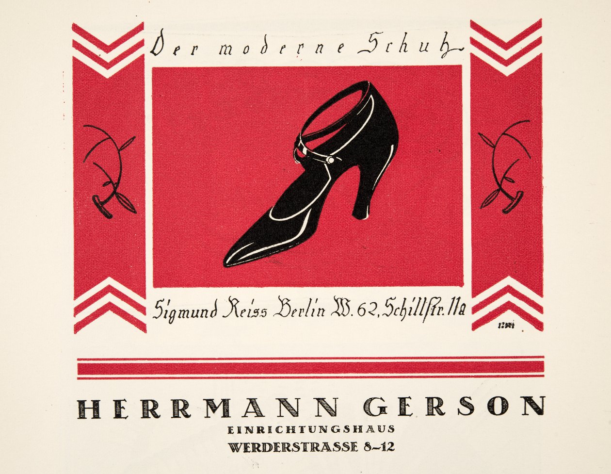 Pubblicità per le scarpe Herrmann Gerson, da Styl, pub.1922 (stampa pochoir) da German School