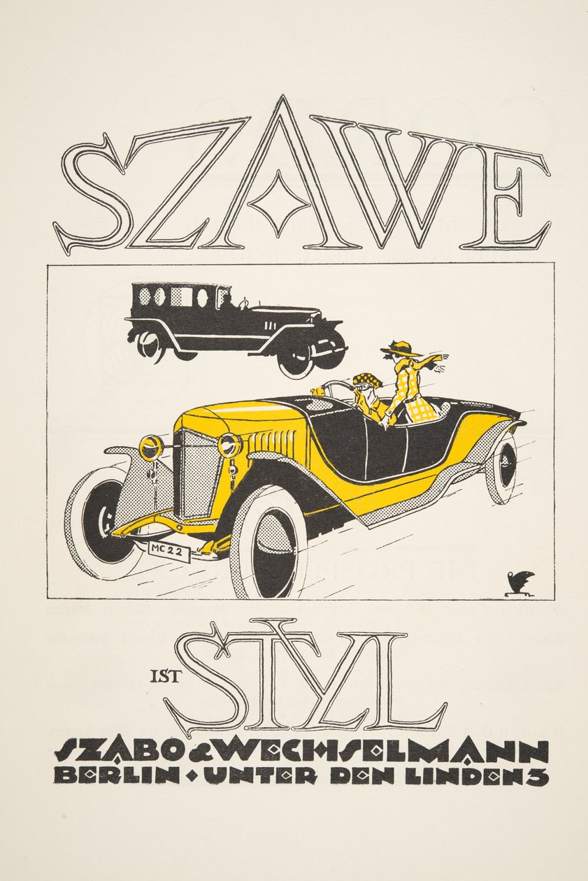 Pubblicità per Szawe (Szabo & Wechselmann), da Styl, pub.1922 da German School