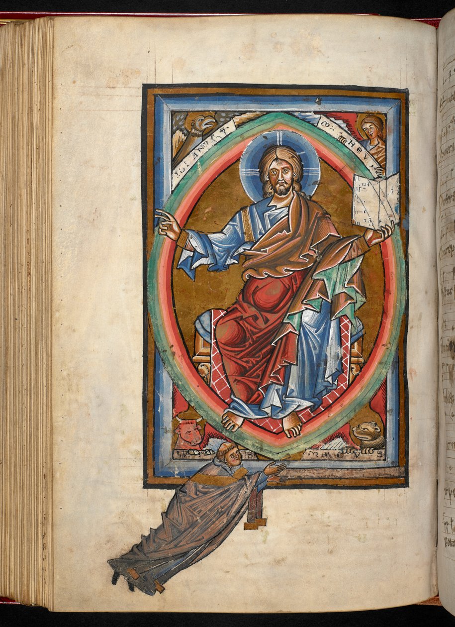 Arundel 156, f.99v, Cristo seduto in trono in maestà all