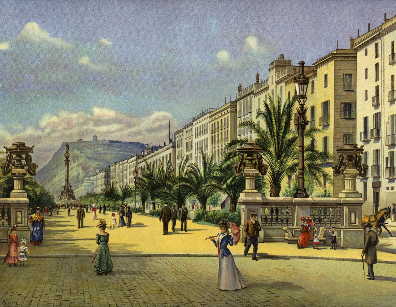 Barcellona, Paseo de Colon (cromolito) da German School