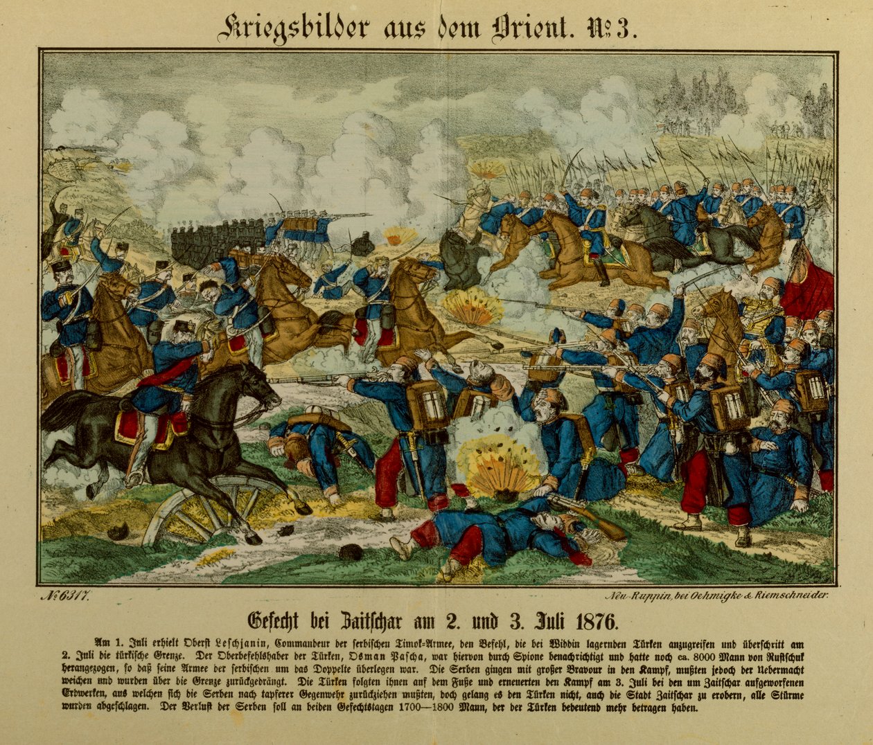 Battaglia di Zajecar, 2-3 luglio 1876, durante la Prima Guerra Serbo-Ottomana (1876-77), 1876 da German School