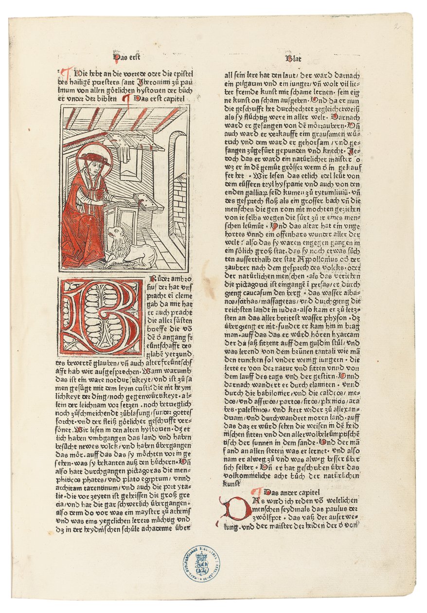 Biblie Germanica, Augsburg: Anton Sorg, 20 giugno 1477 (xilografie rilegate in pelle di maiale su tavole di legno) da German School