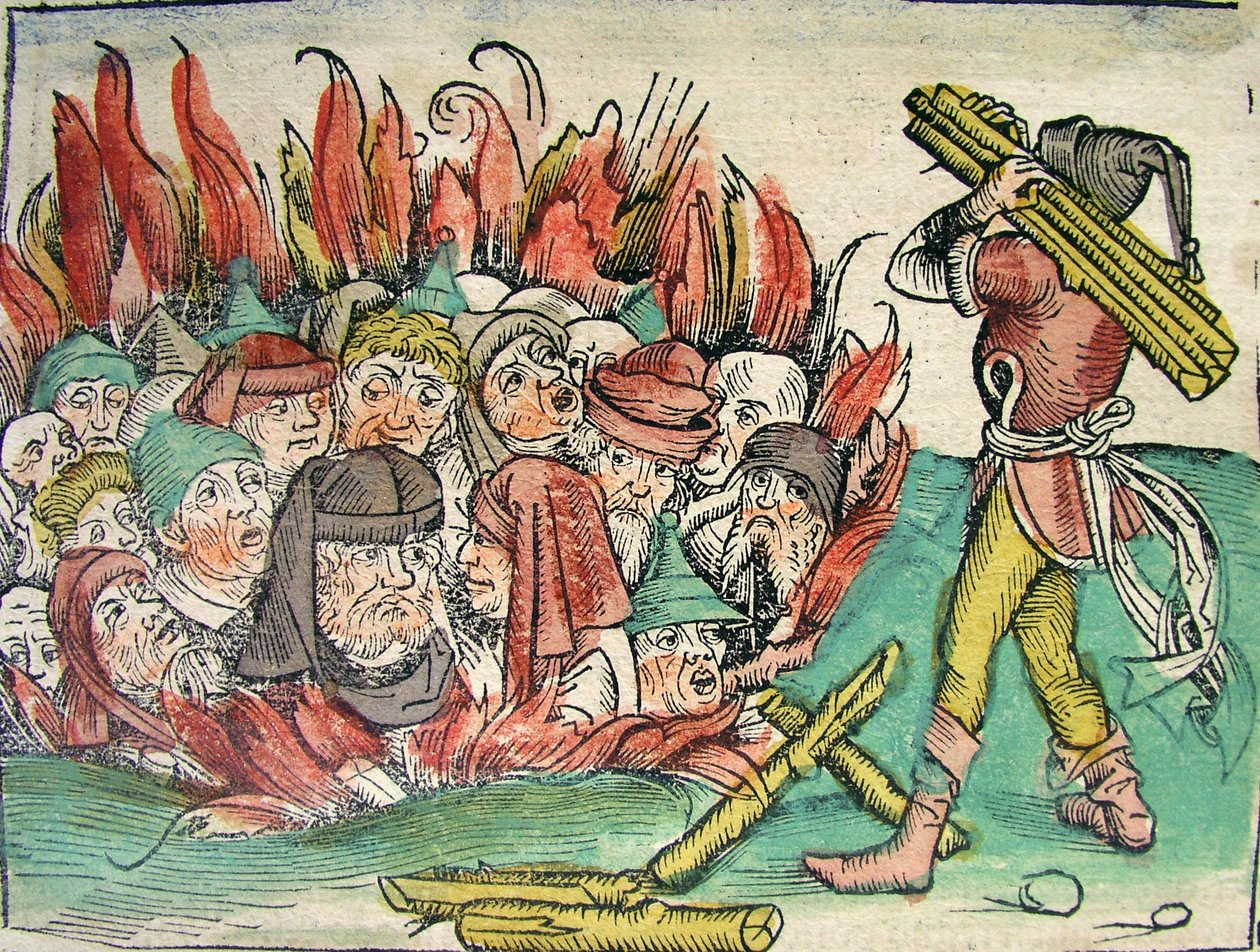 Rogo degli ebrei, pubblicato nella Cronaca di Norimberga, 1493 da German School