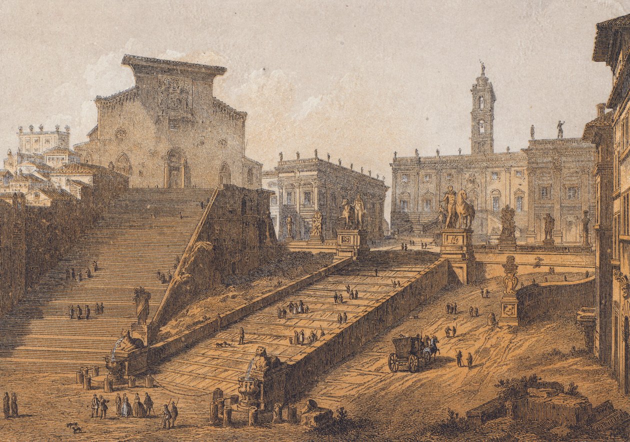 Campidoglio, Roma (litografia a colori) da German School