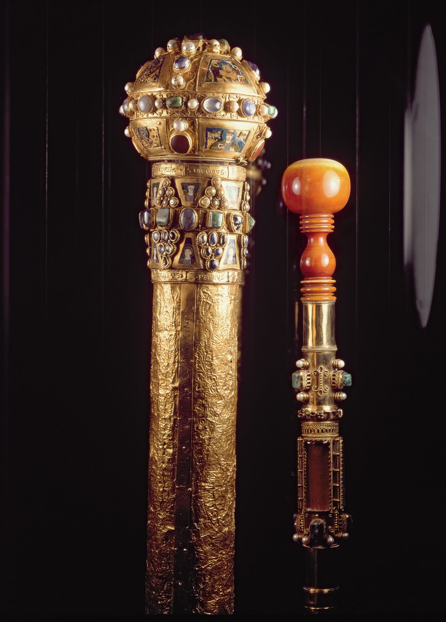 Custodia e frammento montato del bastone di San Pietro, c.980 da German School
