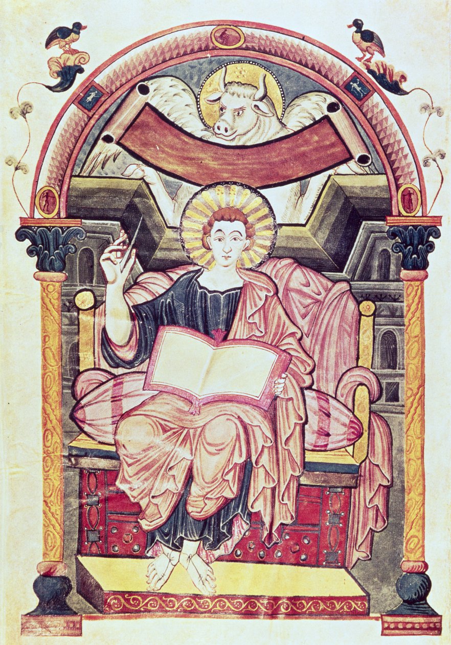 Cod 22. f.85v San Luca Evangelista, da Treviri, carolingio, c.800 d.C. da German School