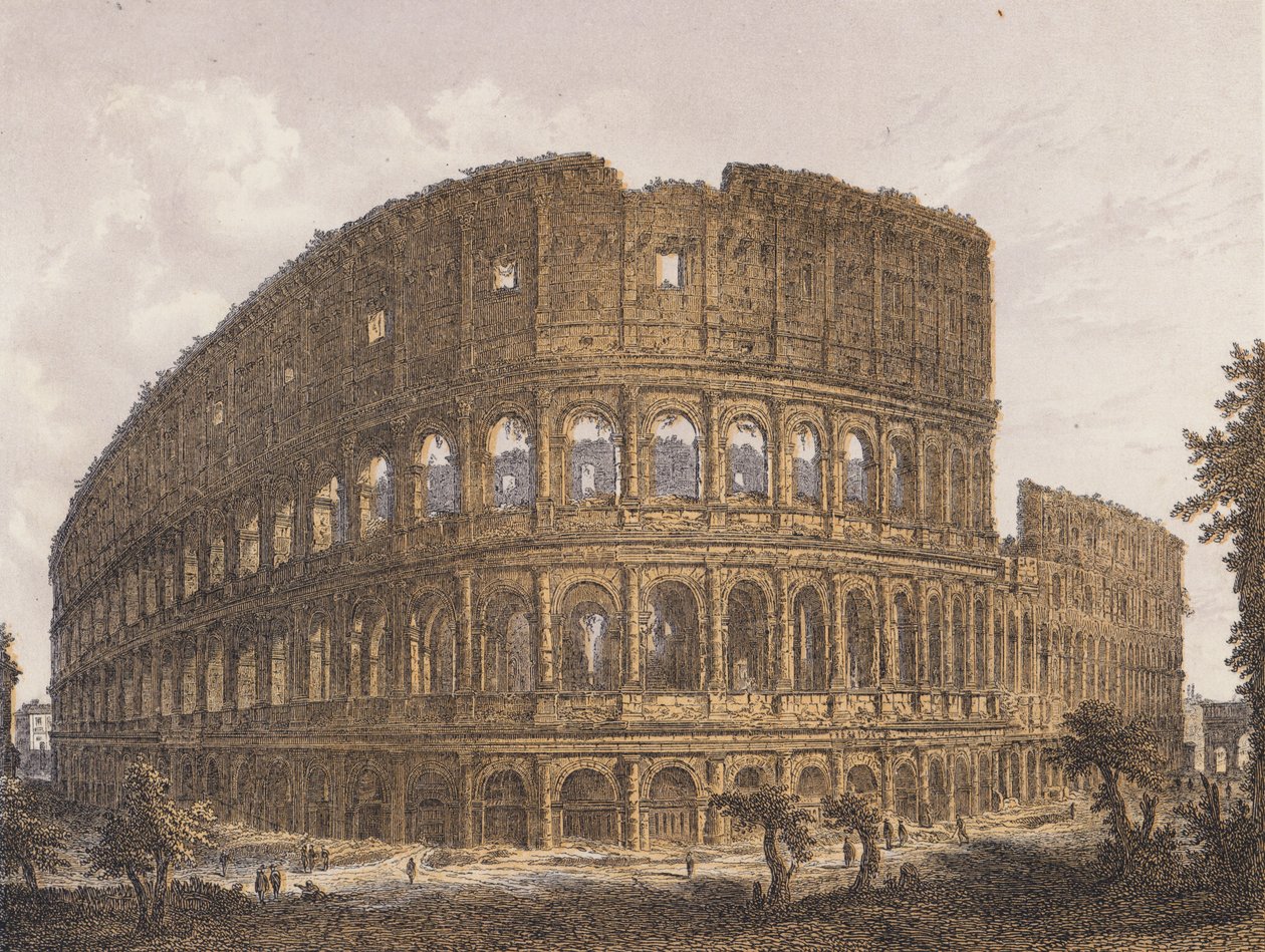Colosseo, Roma (litografia a colori) da German School