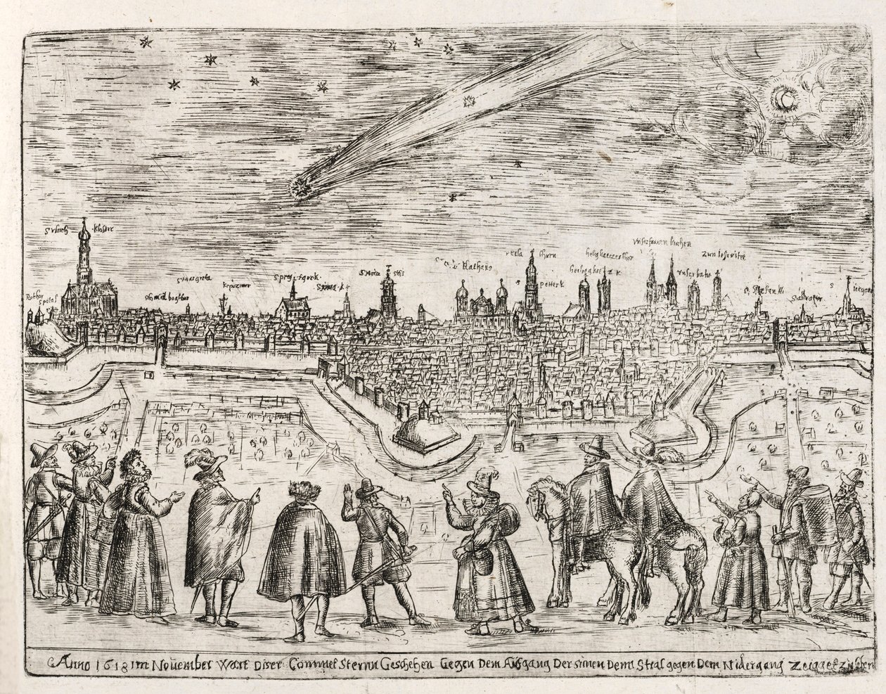 Cometa vista su Augusta fine novembre 1618 da German School