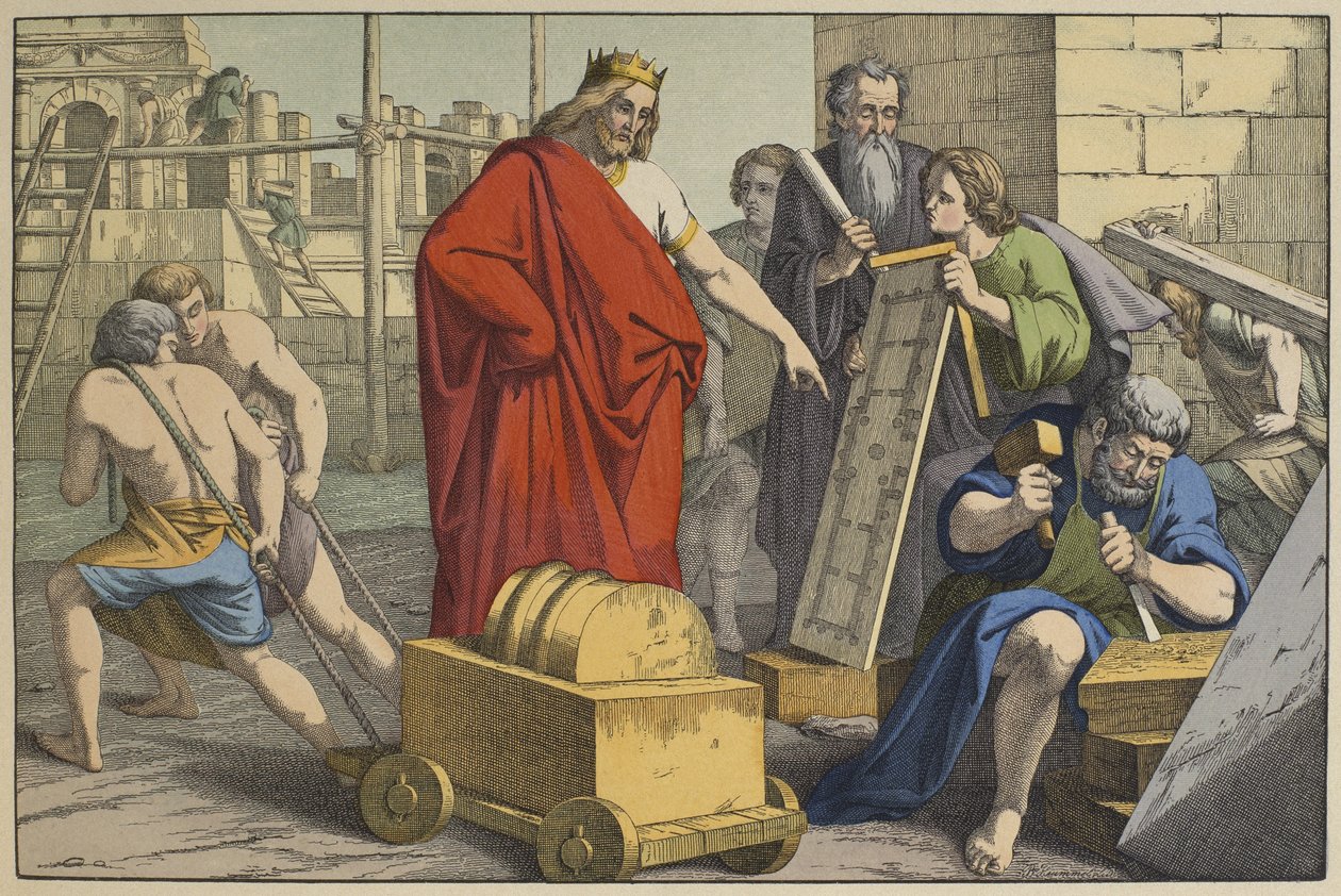 Costruzione del Tempio di Gerusalemme, illustrazione da L