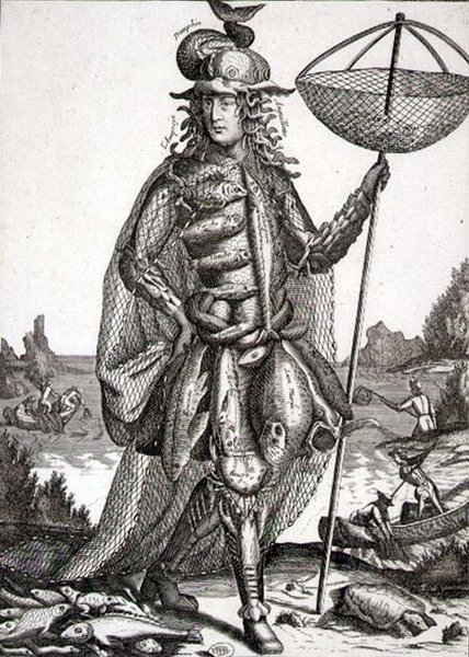 Costume per un pescatore, pub. da Gerard Valck c.1690 (incisione) da German School