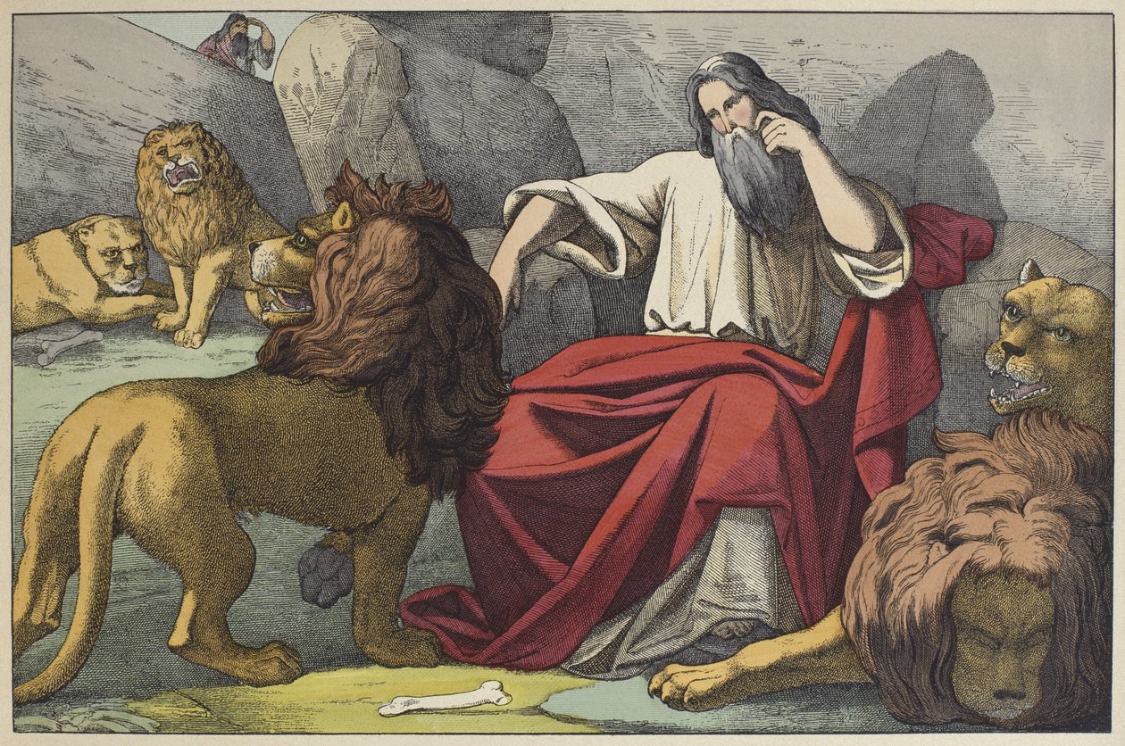 Daniele nella fossa dei leoni, illustrazione da L