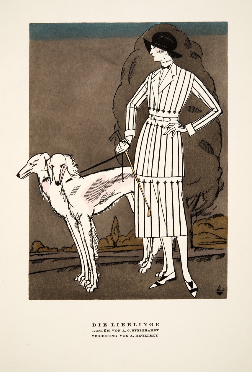 Die Lieblinge", pubblicità per Fashion di A C Steinhardt, da Styl, pub.1922 (stampa a pochoir) da German School