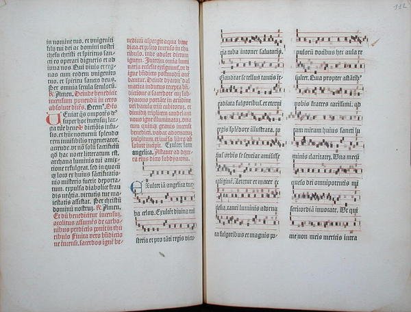 Doppia pagina con un canto piano tratto da un incunabolo, dal Missale Romanum, c.1482 da German School