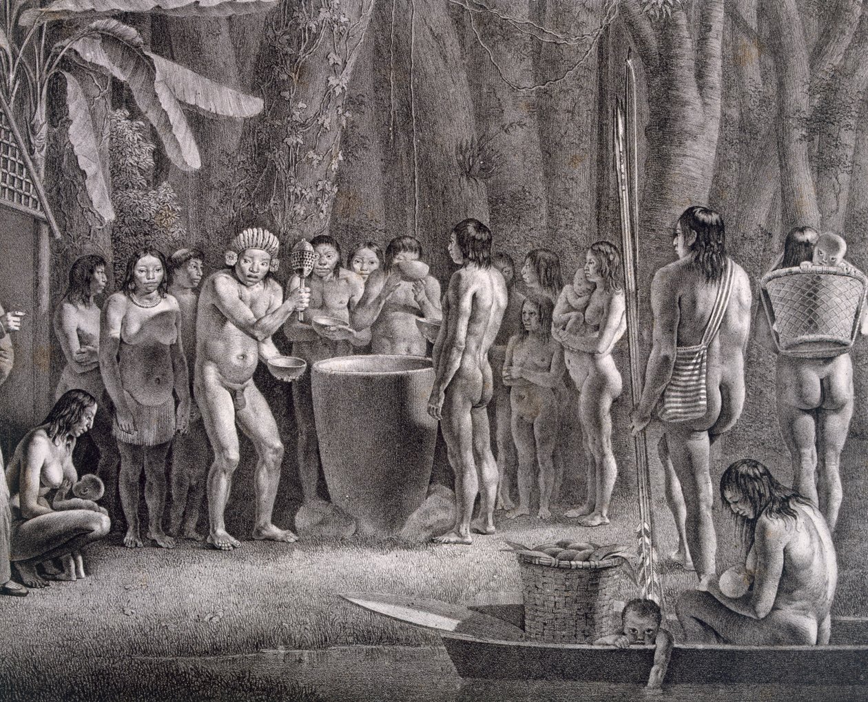 Festa del bere della tribù dei Coroados, c.1835-50 da German School