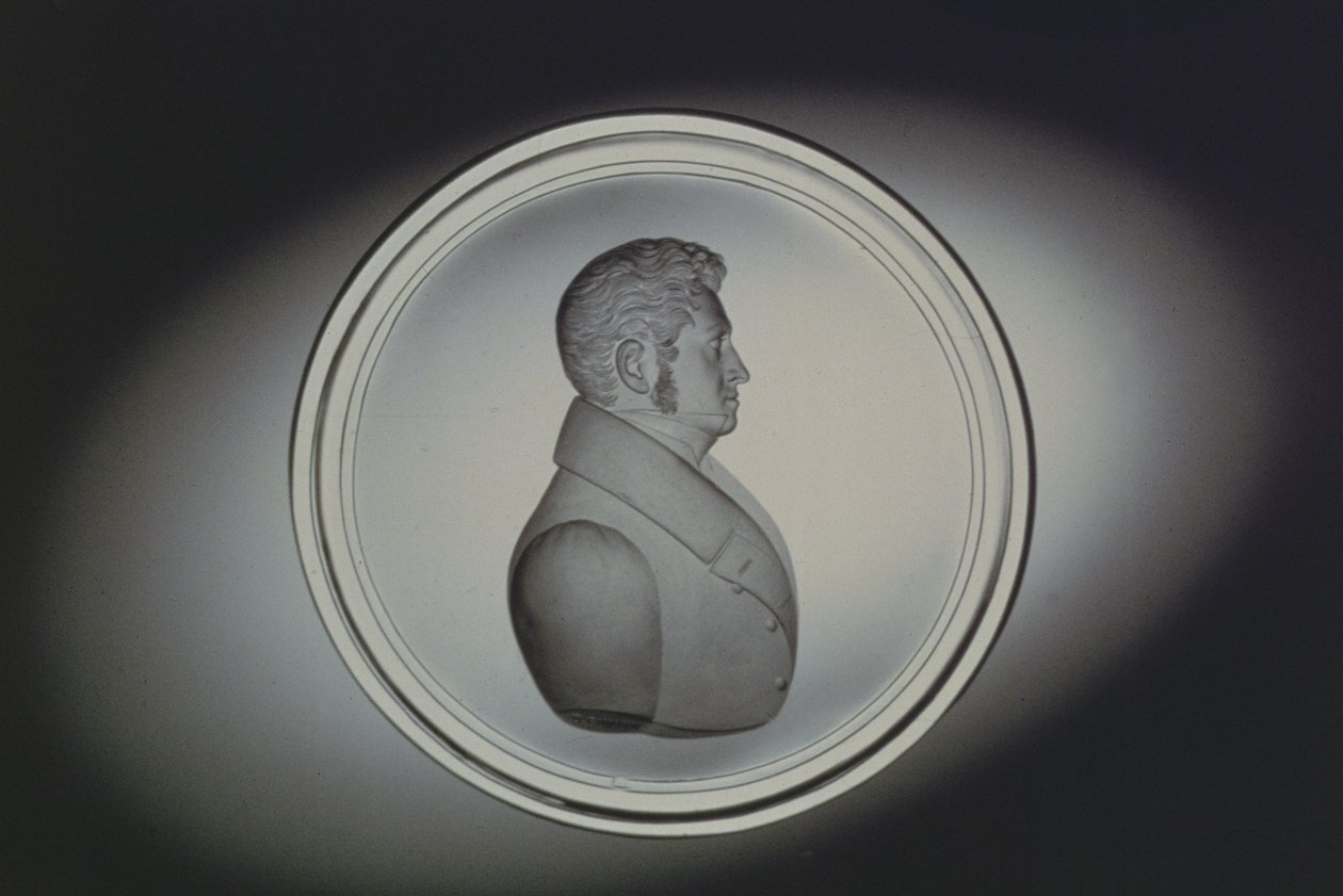 Ritratto inciso di Dominick Biemann, Boemia, 1834 (vetro) da German School