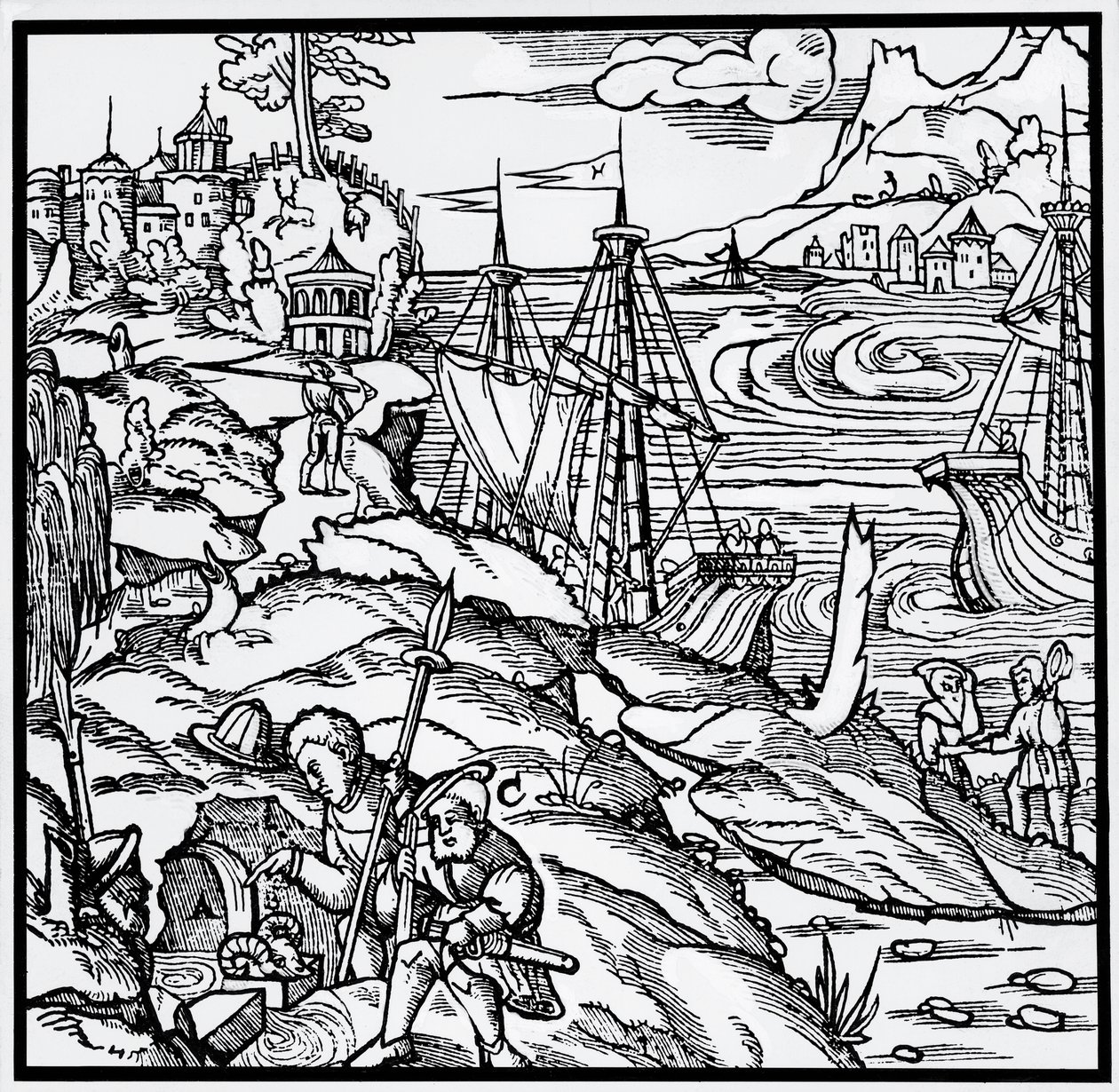 Incisione da De re metallica (Sulla natura dei metalli), di Georg Pawer o Georgius Agricola (1494-1555) da German School