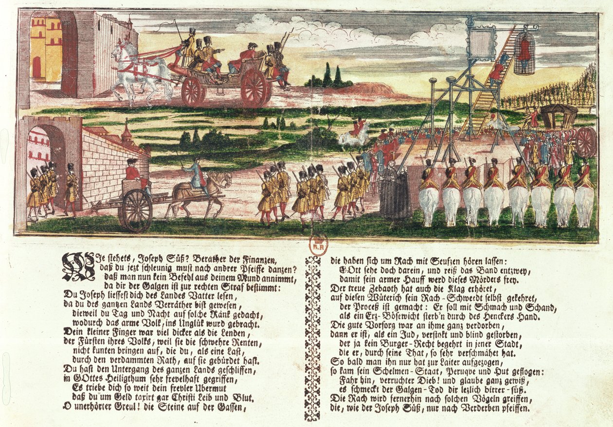 Esecuzione di Joseph Süss Oppenheimer nel 1738 da German School