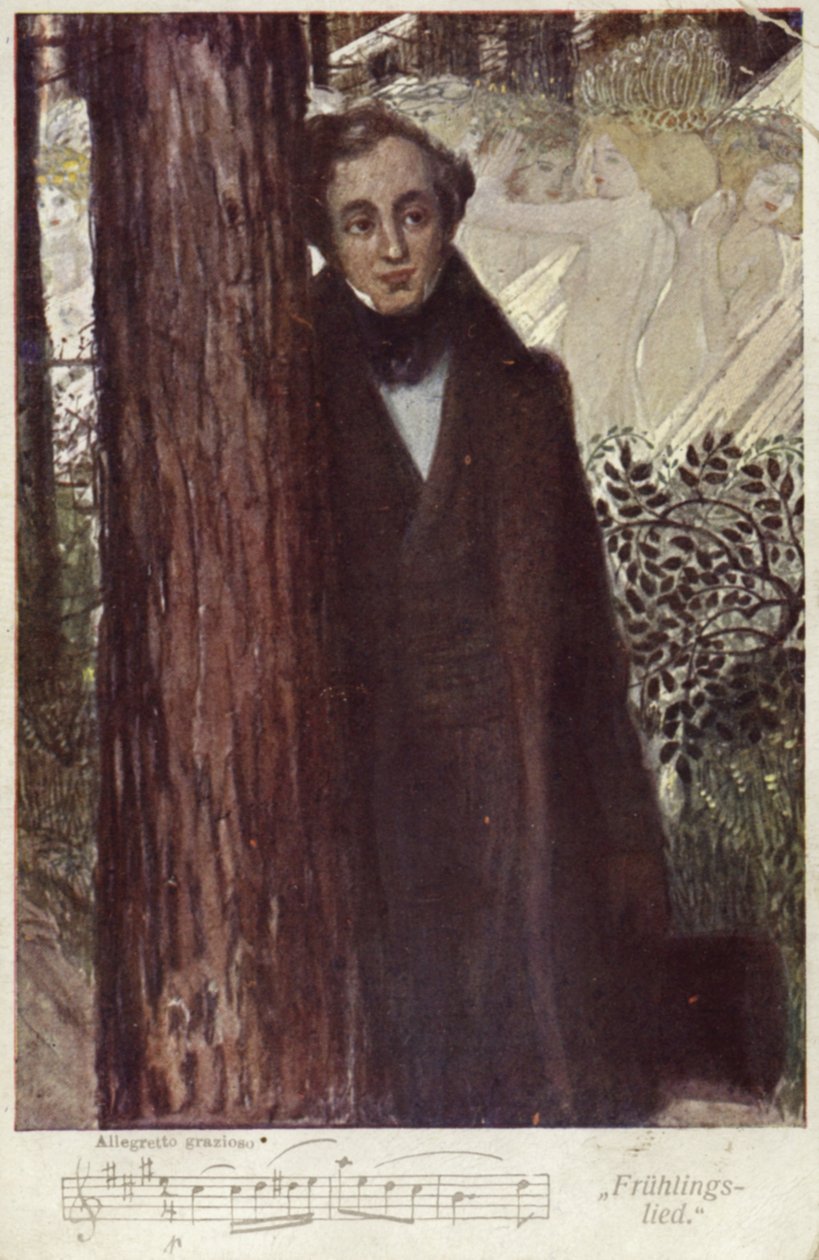 Felix Mendelssohn, compositore tedesco (litografia a colori) da German School
