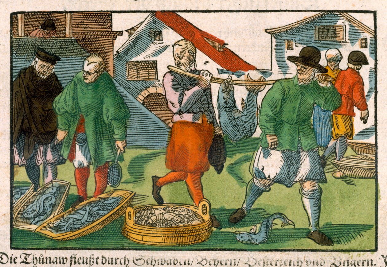 Mercato del pesce, da un manoscritto tedesco, c.1650 da German School