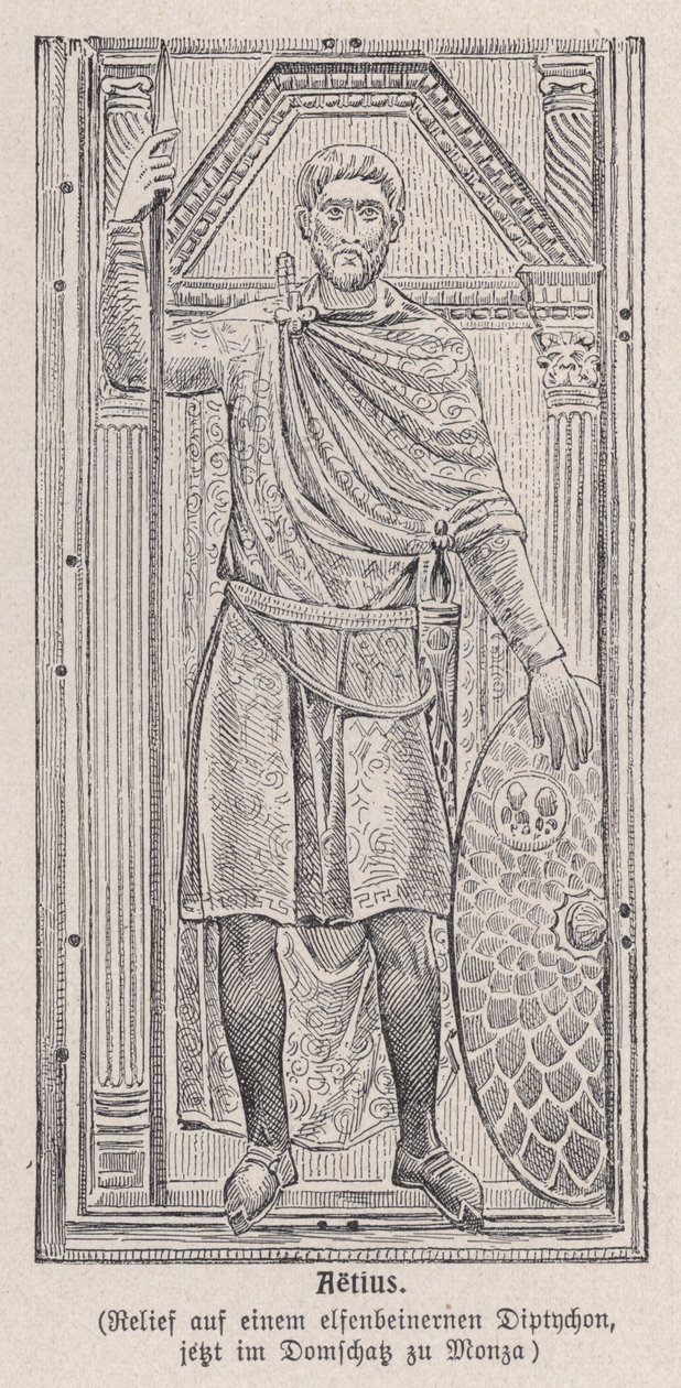 Flavio Aezio, generale romano (incisione) da German School