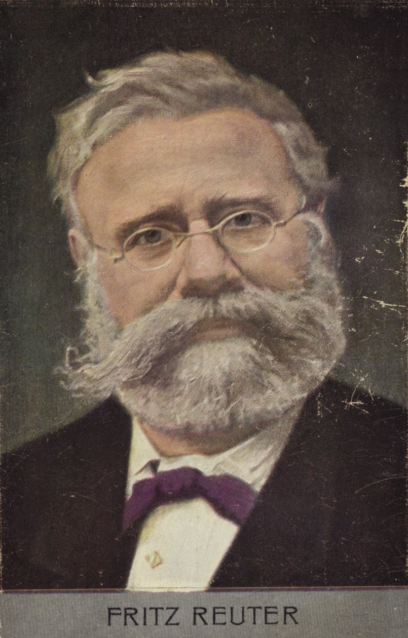 Fritz Reuter (1810-1874), romanziere tedesco (litografia a colori) da German School