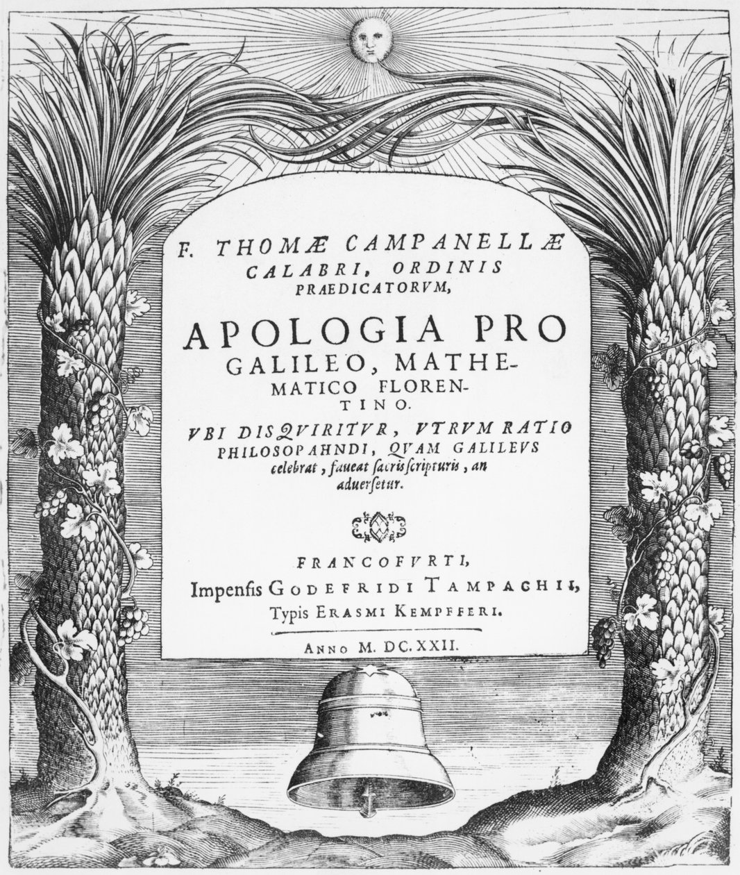 Frontespizio di Apologia pro Galileo, Mathematico Florentino di Tommaso Campanella, pubblicato a Francoforte, 1622 da German School