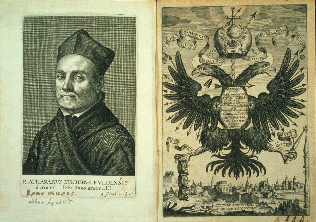 Frontespizio di Magnes sive de Arte Magnetica Opus Tripartitum di Athanasius Kircher, 1643 da German School