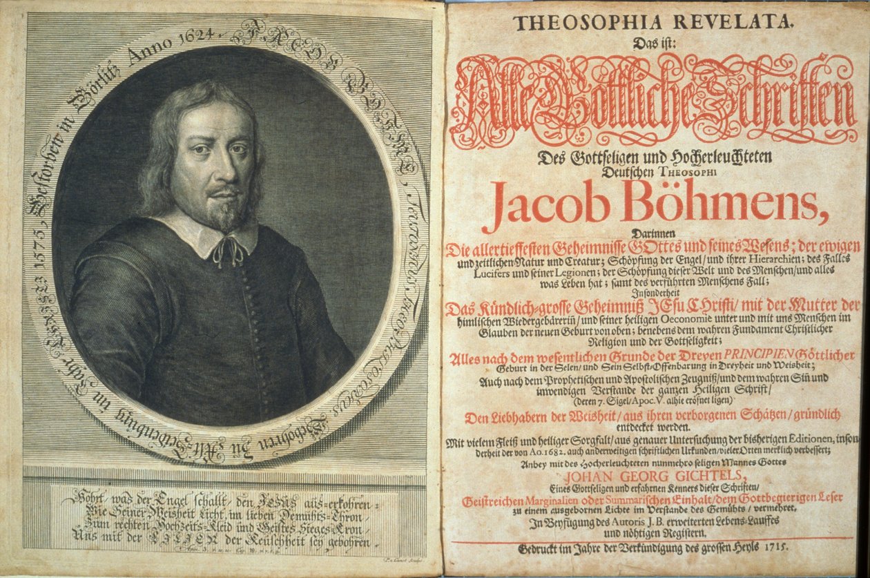Frontespizio di Theosophia Revelata di Jacob Boehme, 1715 da German School