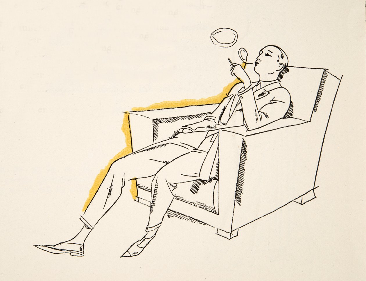 Gentiluomo che soffia fumo, da Styl, pub.1922 (stampa pochoir) da German School