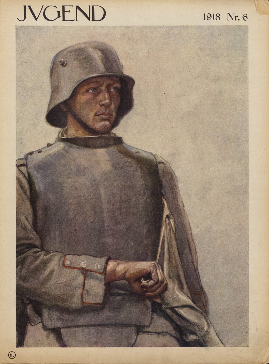 Soldato tedesco, Prima Guerra Mondiale (litografia a colori) da German School