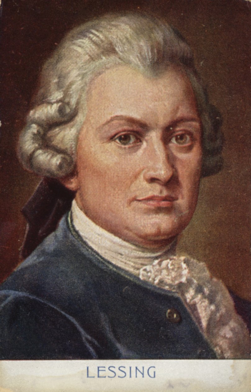 Gotthold Ephraim Lessing (1729-1781), scrittore, filosofo e drammaturgo tedesco (litografia a colori) da German School