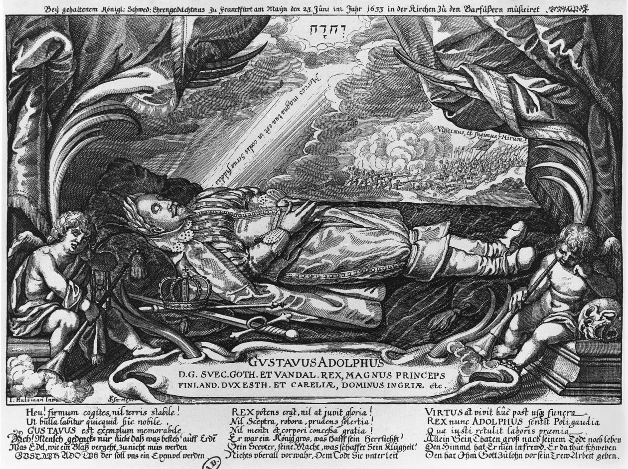 Gustavo Adolfo II (1594-1632) Re di Svezia, sul letto di morte, 1633 da German School