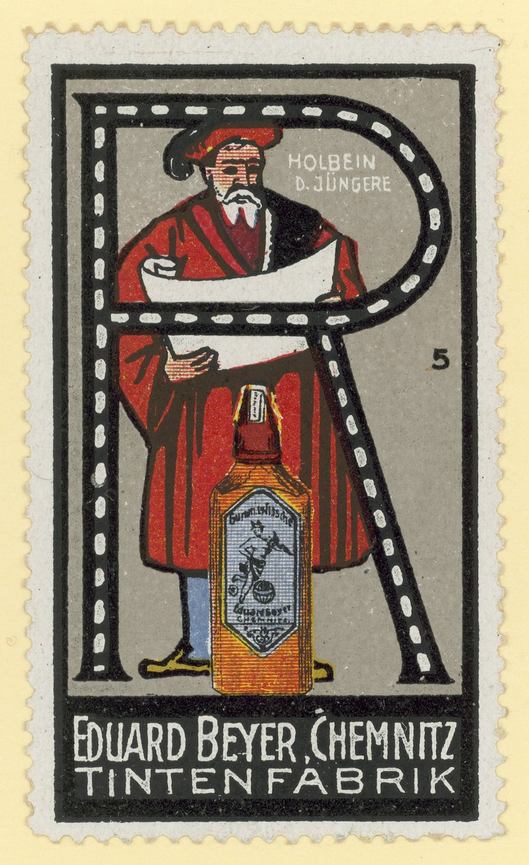 Hans Holbein il Giovane, artista tedesco (litografia a colori) da German School