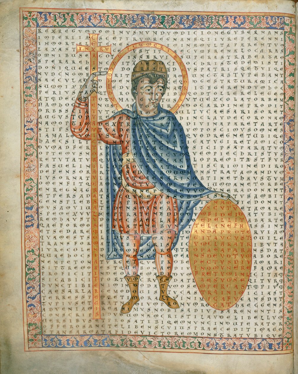 Imperatore Ludovico I, il Pio, con una croce e uno scudo, da 